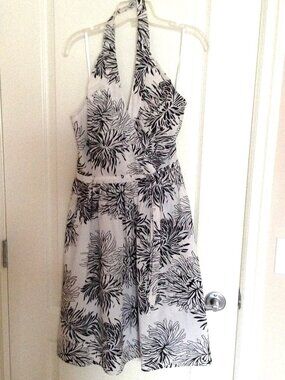 Jacob Women's Black White Floral Halter Neck Dress Summer Style A-line Size 5/6